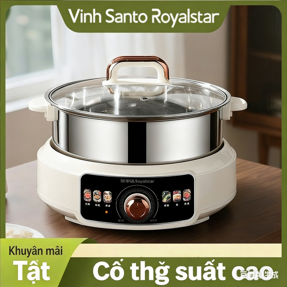 Rongshida Điện Lẩu Gia Đình Chia Nồi Điện Inox 304 Chảo Điện Không Tráng Nồi Đun sôi Nhanh Nồi Điện