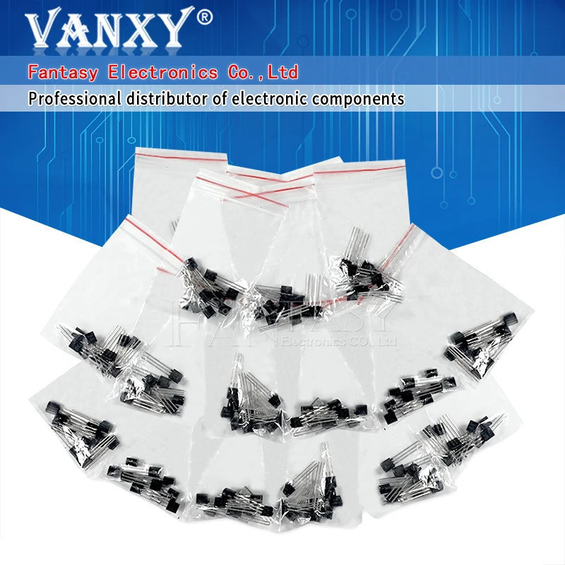 18valuesX10 CÁI = 180 CÁI 2N222 S9012 S9013 S9014 A1015 C1815 S8050 S8550 TO-92 Transistor thành phầ