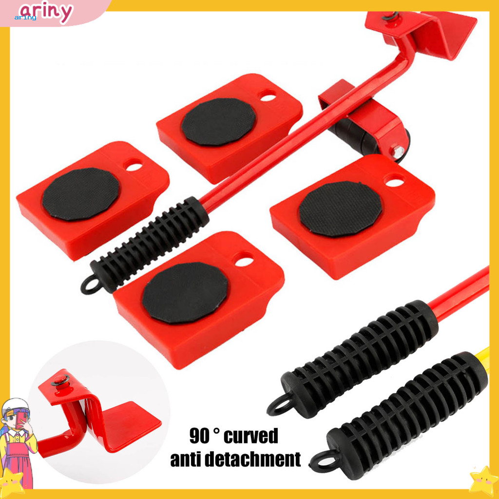 ARI Nội Thất Mover Bộ Dụng Cụ Giường Mover Bộ 5 Đồ Nội Thất Mover Bộ Với Con Lăn 4 Bánh Crowbar Than