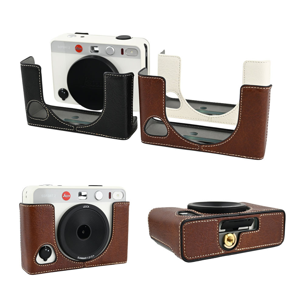 Vỏ nửa da PU Litchi Skin cho Leica Sofort 2 Vỏ đế máy ảnh bảo vệ