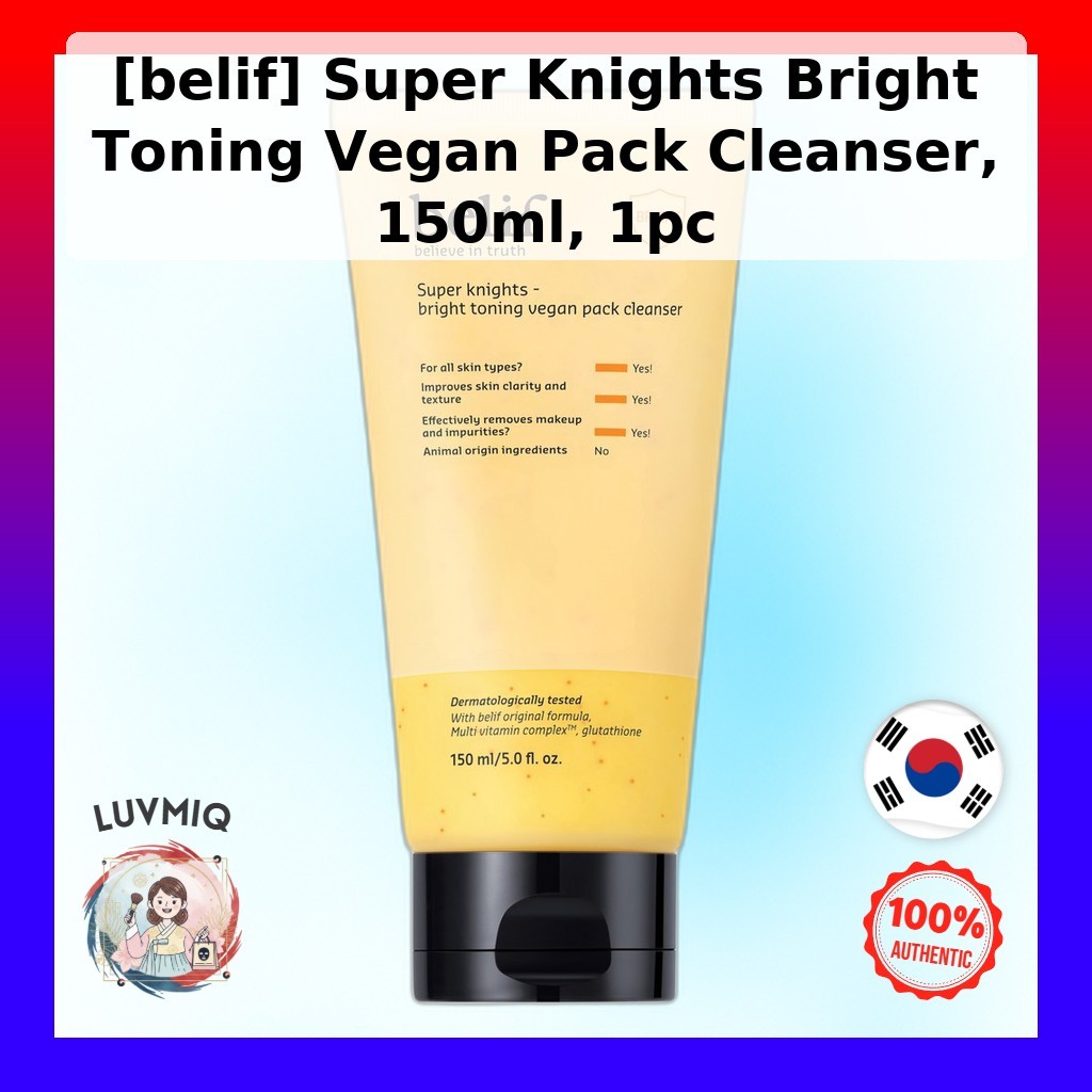 [belif] Sữa rửa mặt Super Knights Bright Toning Vegan Pack, 150ml, 1pc / Sữa rửa mặt Hàn Quốc / Gói 