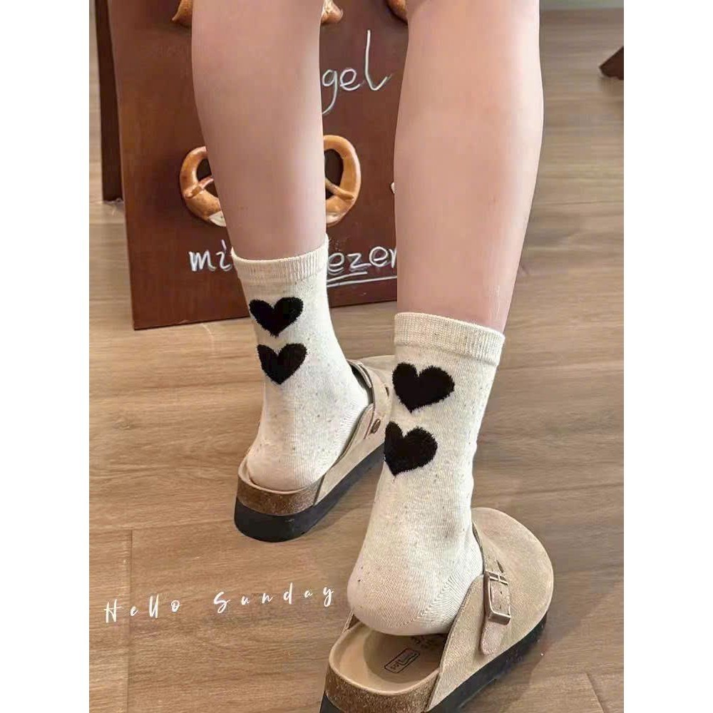 Set 10 đôi tất cổ cao nữ họa tiết chấm chery