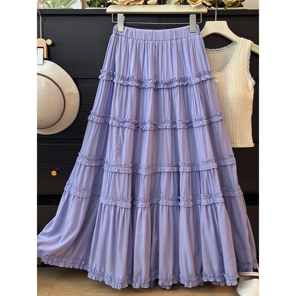 Váy nữ mùa xuân 2025 ren thiết kế Pháp, chiếc váy layer với họa tiết nấm và ren