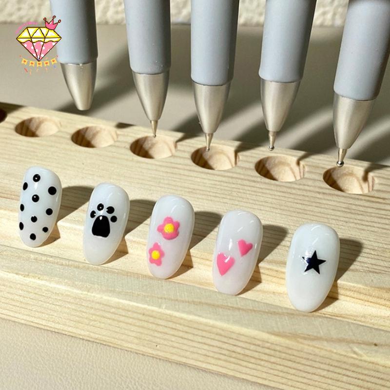 [DIAMONDWIND] Bút kim cương Nail Point 4 trong 1 Tôn vinh Xoay điểm móng tay Bàn chải vẽ tranh Thiết