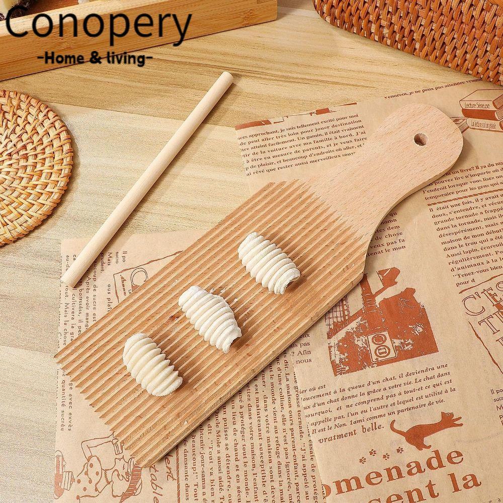CONOPERY Gnocchi Board, Gỗ sồi Slanted Board Garganelli Paddle, Tiện ích nhà bếp Chuyên nghiệp Chống