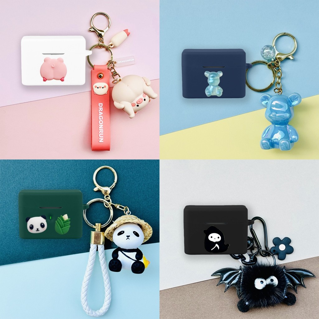for MOONDROP MOCA Case Silicone Soft Case Cute Lanyard Cartoon Bear Pendant Piggy Panda Keychain Sui