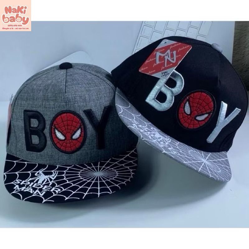 (SIZE 3-6 TUỔI) Nón hiphop, mũ hiphop SPIDER BOY cho bé trai siêu ngầu, bé nào cũng mê