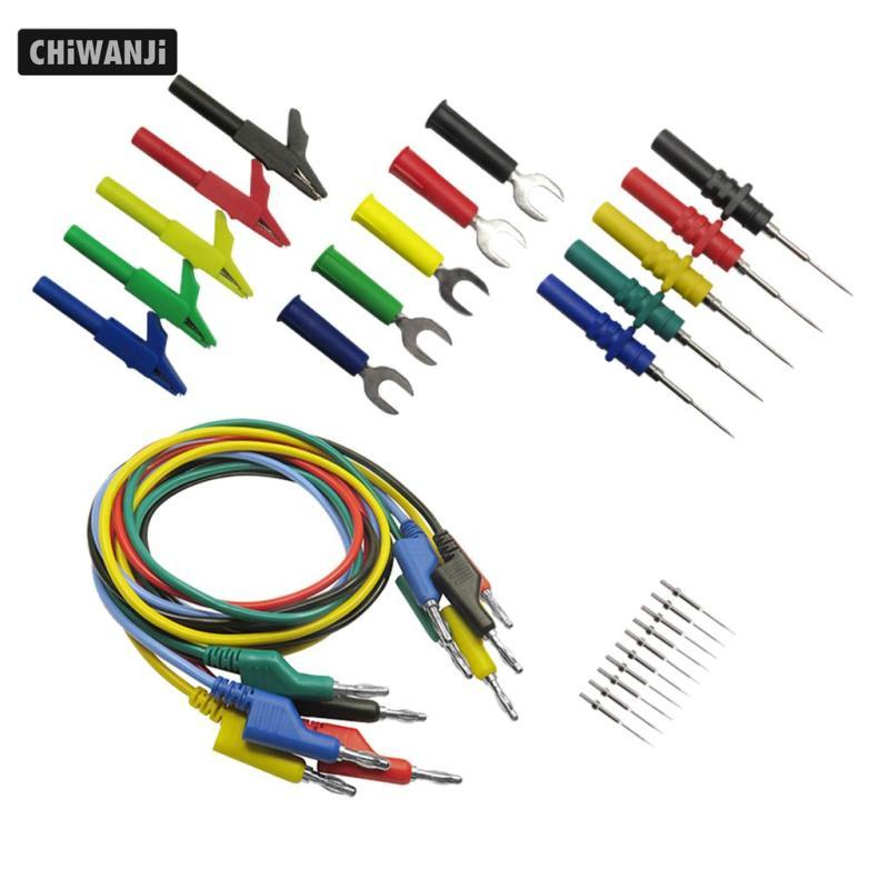 CHiWANji 4mm Banana to Banana Plug Test Kit cho vạn năng với kẹp cá sấu