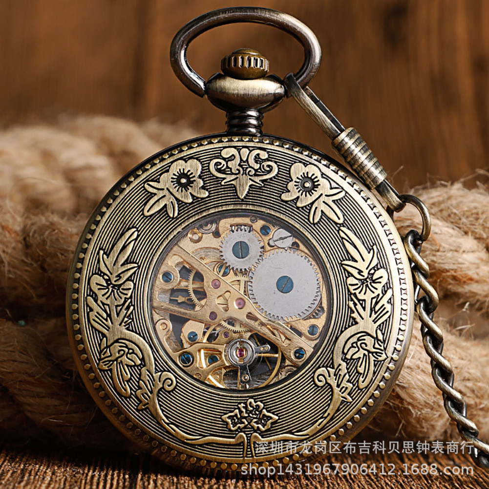 [Sản phẩm mới] Quà tặng Đồng hồ cơ họa tiết hươu rừng dễ thương Hướng dẫn sử dụng Đồng hồ bỏ túi lớn Cơ khí Retro Nam Nữ Đồng hồ quà tặng [Bán chạy] Quà tặng ngày lễ tình nhân sinh nhật