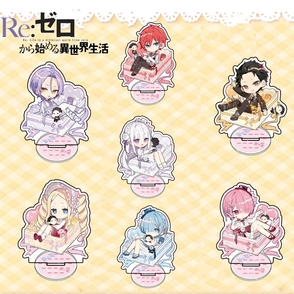 Standee anime Re:ZERO Re Zero mô hình mica để bàn trang trí Rem Ram Emilia Subaru cao 10cm quà tặng 
