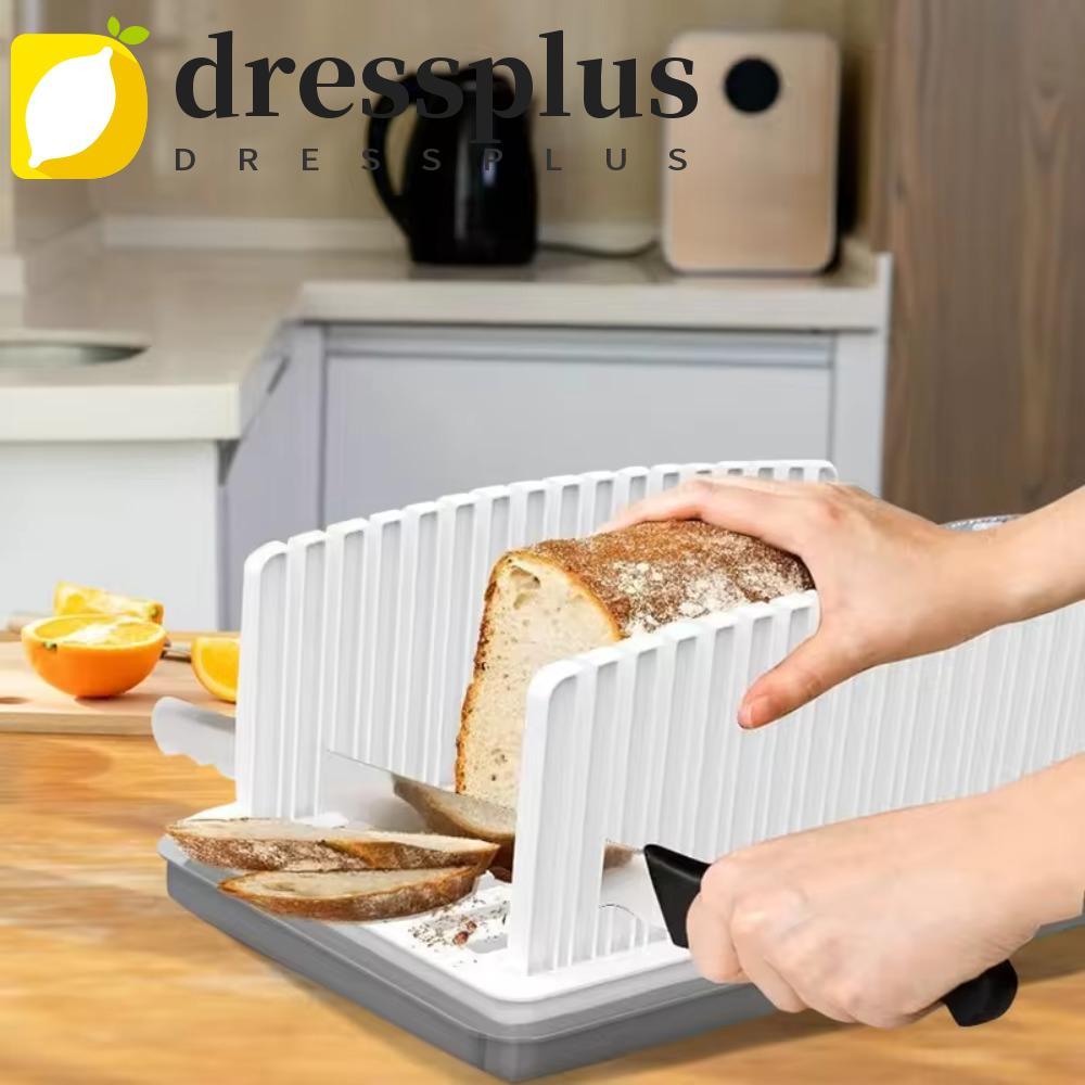 DRESSPLUS Máy thái bánh mì, có khay vụn bánh mì Hướng dẫn cắt bánh mì có thể điều chỉnh độ dày, Phụ kiện làm bánh bằng nhựa trắng chịu nhiệt Tấm cắt bánh mì Nhà bếp