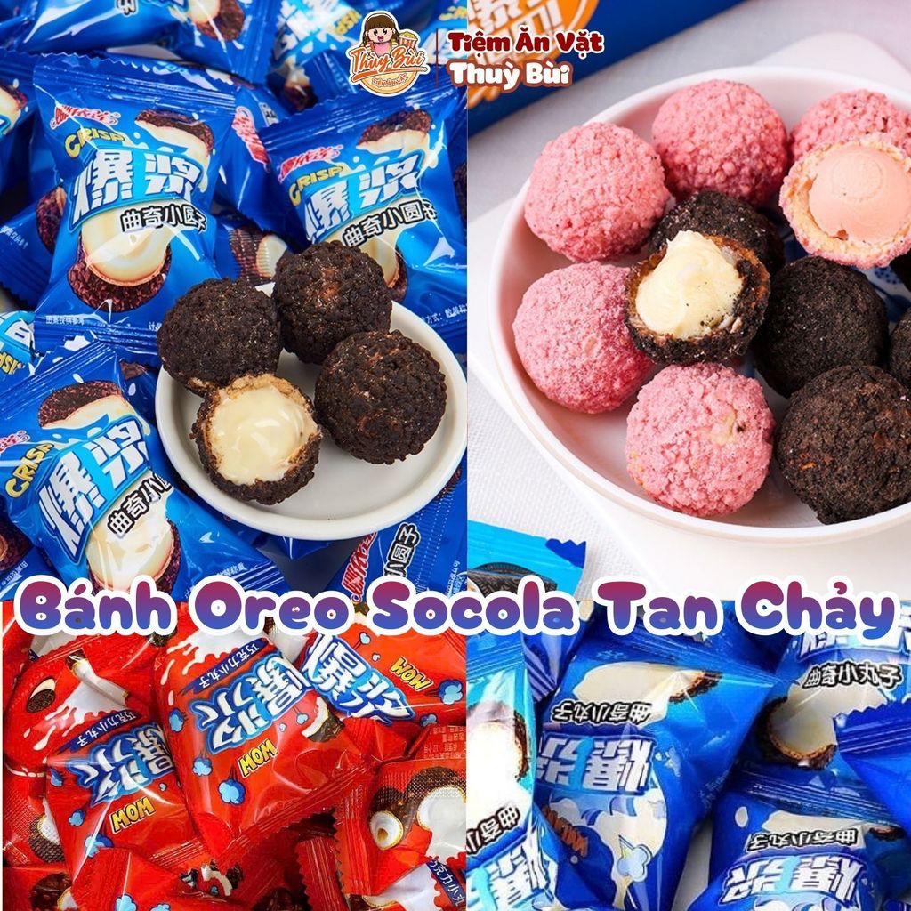 Bánh Oreo Tan Chảy Nhân Sữa Chua, Bánh Oreo Socola Nhân Tan Chảy Mix Socola, Dâu Tây, Kẹo Oreo Bọc S