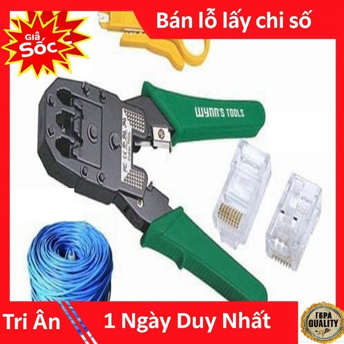 Combo Kìm mạng+ 20m dây mạng + 50 Hạt Mạng