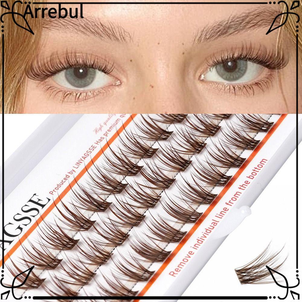 ARREBUL Lông Mi Cá Nhân, C / D Curl Fairy Wispy Brown Anime Cụm Mi, Không Tàn Ác Chiều Dài 11 ~ 15mm