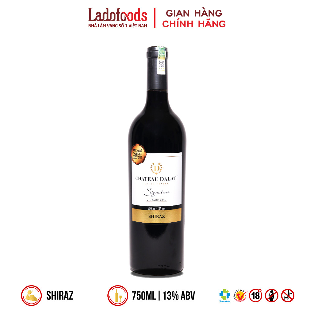 Rượu Vang Đỏ Cao Cấp Chateau Dalat Signature Shiraz 750ML