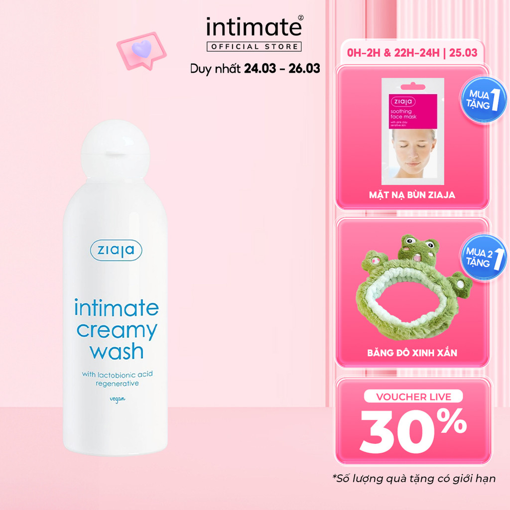 (LS) Dung Dịch Vệ Sinh Phụ Nữ ZIAJA Intimate With Lactobionic Acid Khử Mùi, Tăng Đàn Hồi Cho Da 200ml