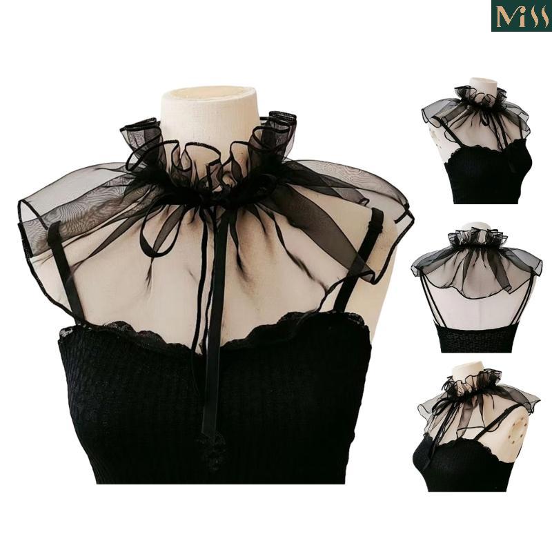 Bolero nữ rườm rà cổ Victorian, khăn choàng shrug lưới dành cho Halloween