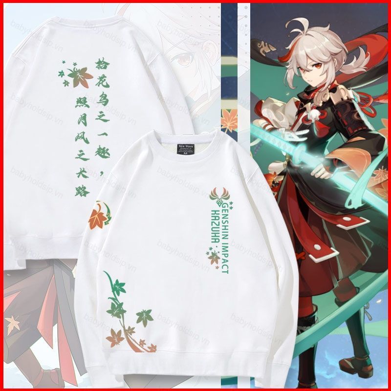 Áo cosplay Kaedehara Kazuha Inazuma City, thiết kế 3D mũ hoodie, dáng unisex tay dài