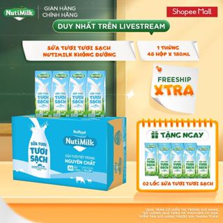 [KOL] Thùng 48 Hộp Sữa Tươi Tươi Sạch NutiMilk 180ml