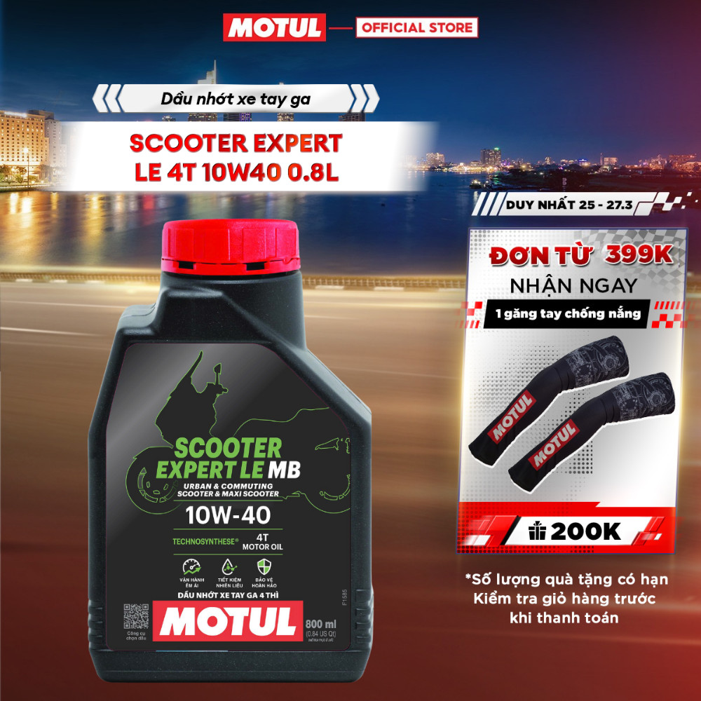 Dầu nhớt xe tay ga MOTUL SCOOTER EXPERT LE 10W40 0.8L