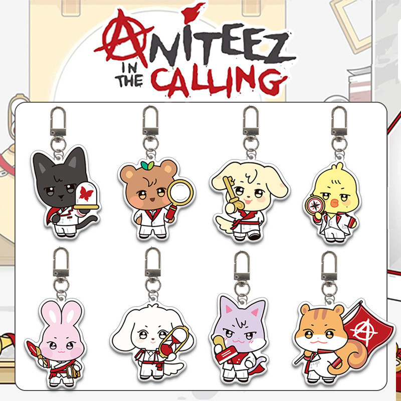 KPOP ATEEZ Cute Acrylic Keychain Bag Pendant KeyRing Pendant Jewellery