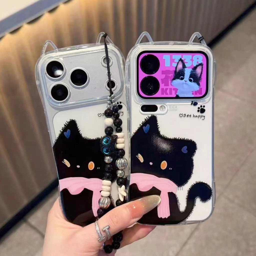 Miếng Dán Tai Mèo Đen Thích Hợp Cho iPhone17PROMAX Vỏ Điện Thoại Apple 16 Xiaomi 17 Huawei P80poropp