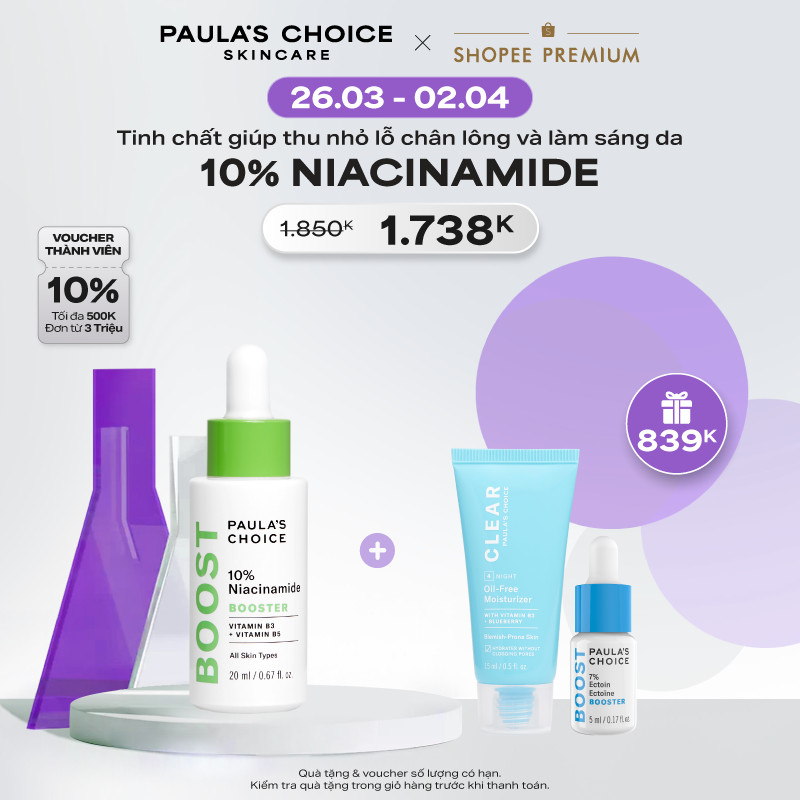 Tinh chất giúp thu nhỏ lỗ chân lông và làm sáng da Paula's Choice 10% Niacinamide Booster 20ml 7980