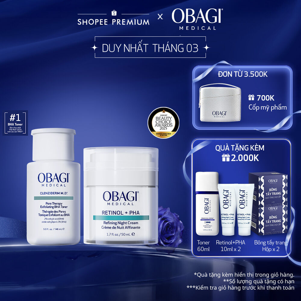 [Voucher SVIP 18%] Bộ đôi Kem dưỡng tái tạo da Retinol + PHA 50ml và Toner Tẩy tế bào chết BHA 148ml