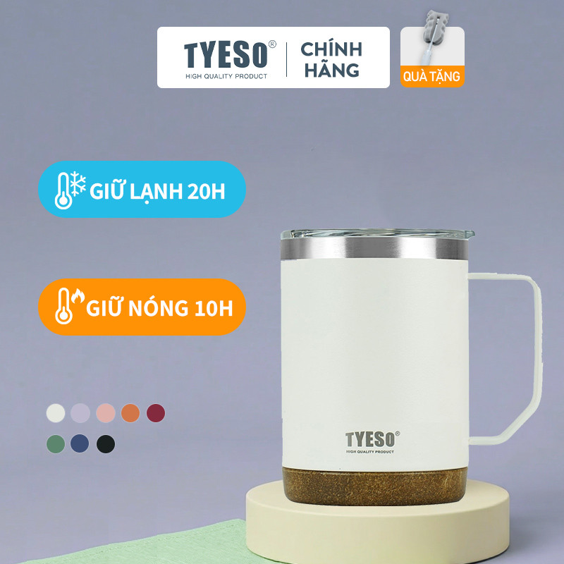 Ca giữ nhiệt TYESO Mug tumbler,thép không gỉ SUS304,có nắp - Nhiều màu TS-8836/8837