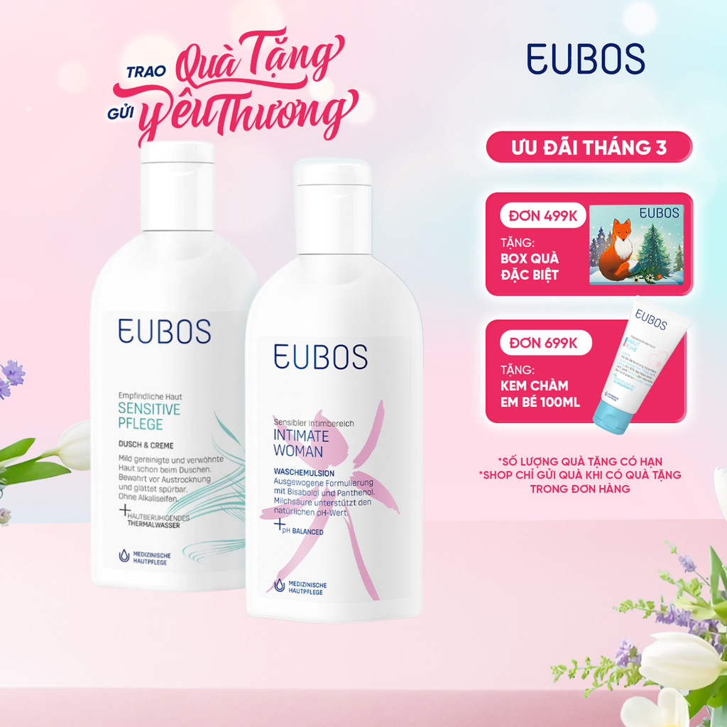 Combo Chăm Sóc Dịu Nhẹ Dung Dịch Vệ Sinh Phụ Nữ EUBOS Intimate Woman Và Sữa Tắm Cho Da Khô, Nhạy Cảm