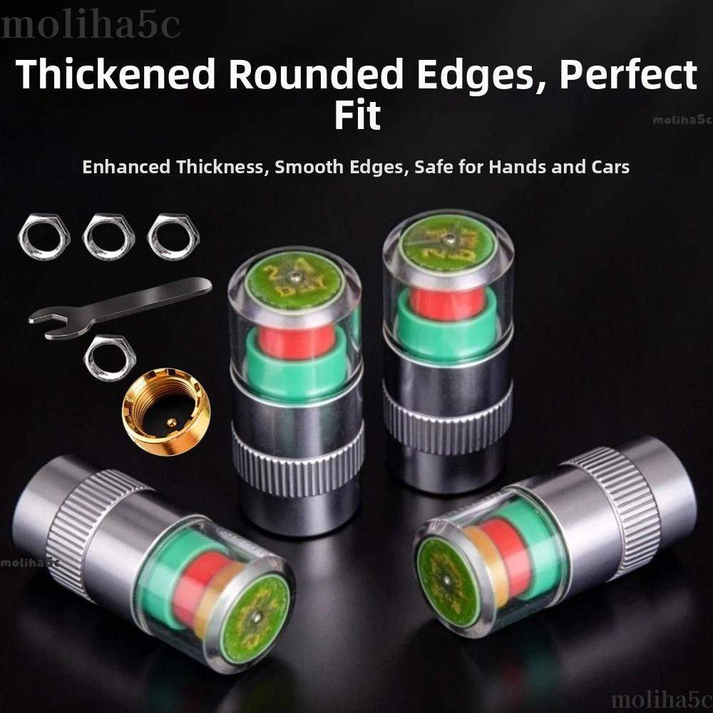 MOLIH 9 Cái / bộ Mũ Phát Hiện Áp Suất Lốp, 2.4Bar / 36Psi Tất Cả Lõi Đồng Mũ Cảnh Báo Áp Suất Lốp Xe