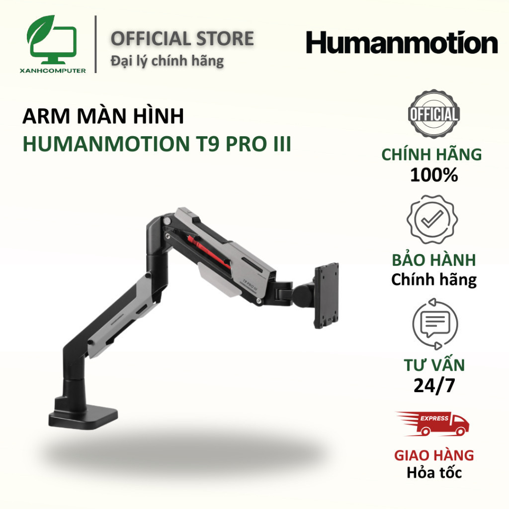 Arm màn hình Human Motion T9 Pro III - Nâng màn 24 - 57 inch Chính hãng bảo hành 2 năm