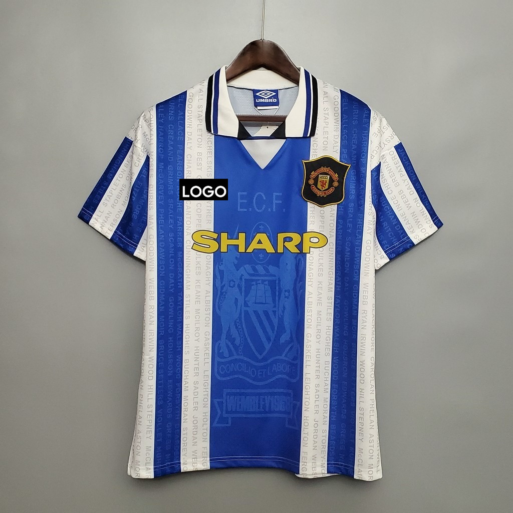 Retro 94-96 MU Sân Khách Man Utd Retro Áo Bóng Đá Vintage Jersey