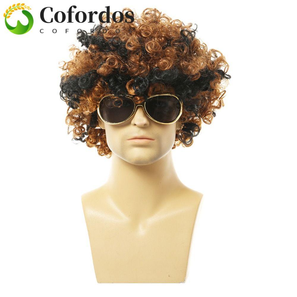 COFORDOS - Tóc Giả Cosplay Nam 70s 80s, Sợi Chống Nhiệt Vô Hình, Phù Hợp Cho Halloween Và Style Hipp