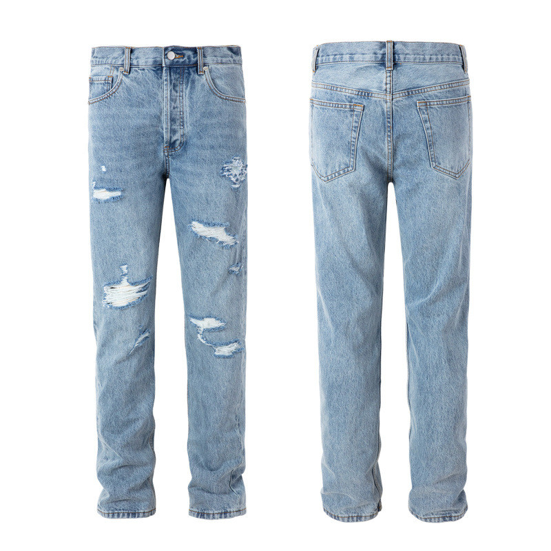 LAEJ Thickened14.5Ounce Washed Distressed Jeans for Men Street Casual Versatile Long Pants