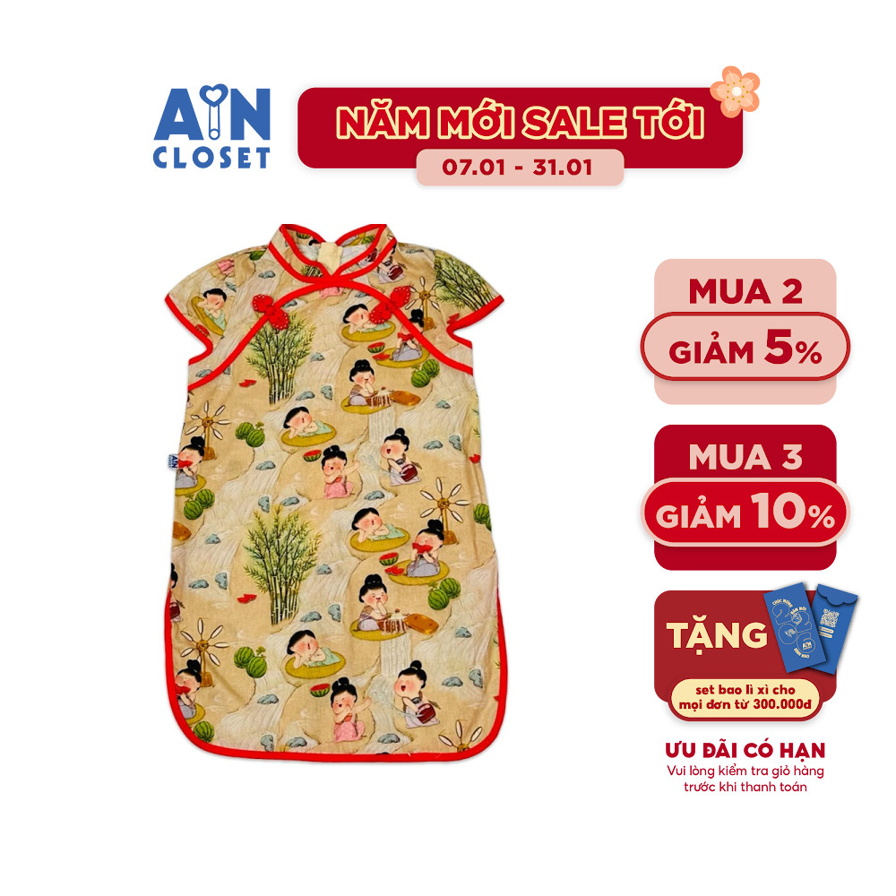 Đầm Sườn xám bé gái họa tiết Ajuma Hàn Quốc cotton - AICDBGHRN0TR - AIN Closet