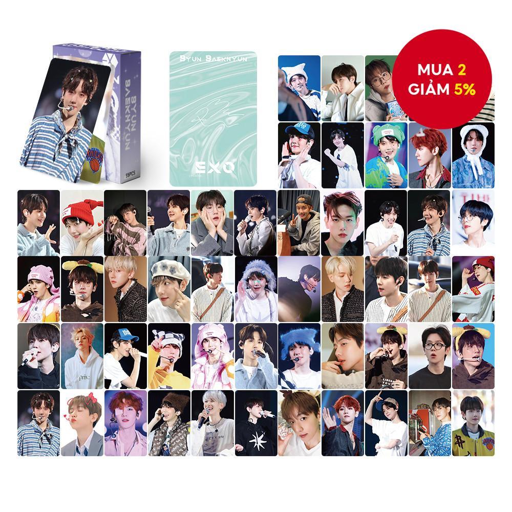 55 Thẻ LOMO ba chiều bằng Laser BAEKHYUN - Bộ Photocard mờ cao cấp K-pop | Bộ sưu tập quạt