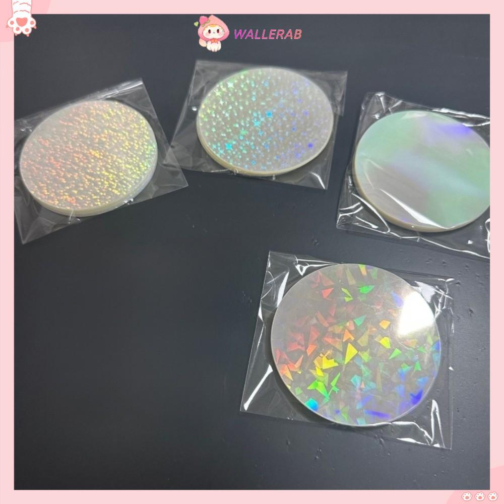 WALLERAB 100 Chiếc Vỏ Huy Hiệu Phim Laser, Phim Huy Hiệu Trong Suốt Họa Tiết Ngôi Sao Tròn, Nhiều Ki
