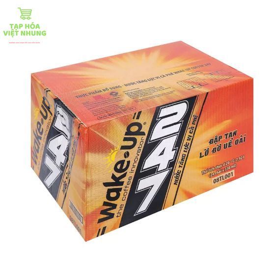 Thùng 24 Chai Nước Tăng Lực Wake Up 247 Vị Cafe 330ml