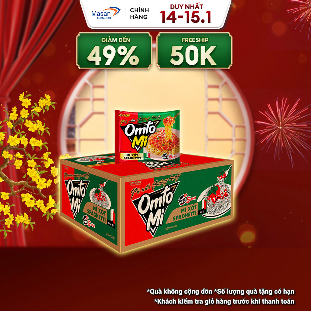 Mì Nấu OMTOMI Xốt Spaghetti - Thùng 16 Gói X 139GR
