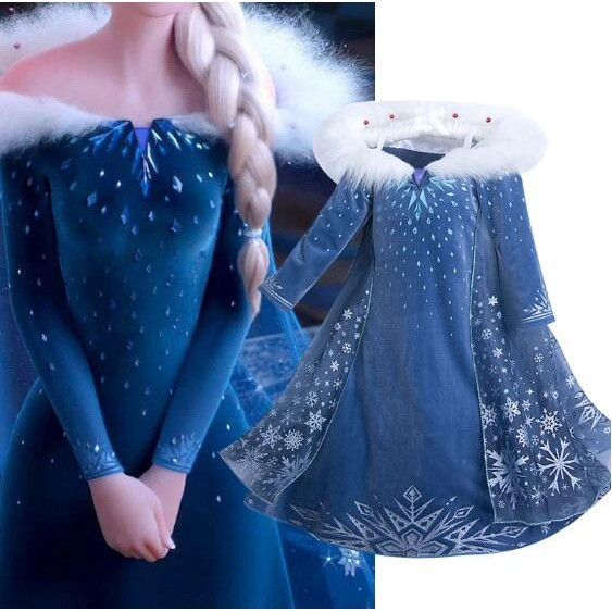 Frozen Elsa Váy công chúa Giáng sinh Halloween Trang phục dự tiệc Áo choàng Giáng sinh