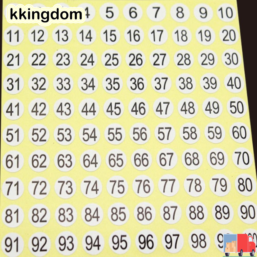 KKINGDOM 30 tờ Nhãn dán số liên tiếp 1 đến 100, Nhãn số 0,4 Inch chống nước, Nhãn trắng 30 tờ Tự dín