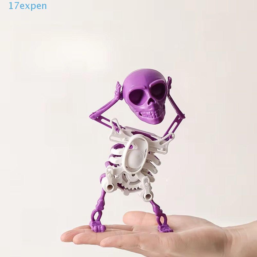 EXPEN Wind-up Dancing Skeleton Toy, Swinging Plastic 3D Print Lắc Skull Doll, Dễ Thương Di Chuyển Li