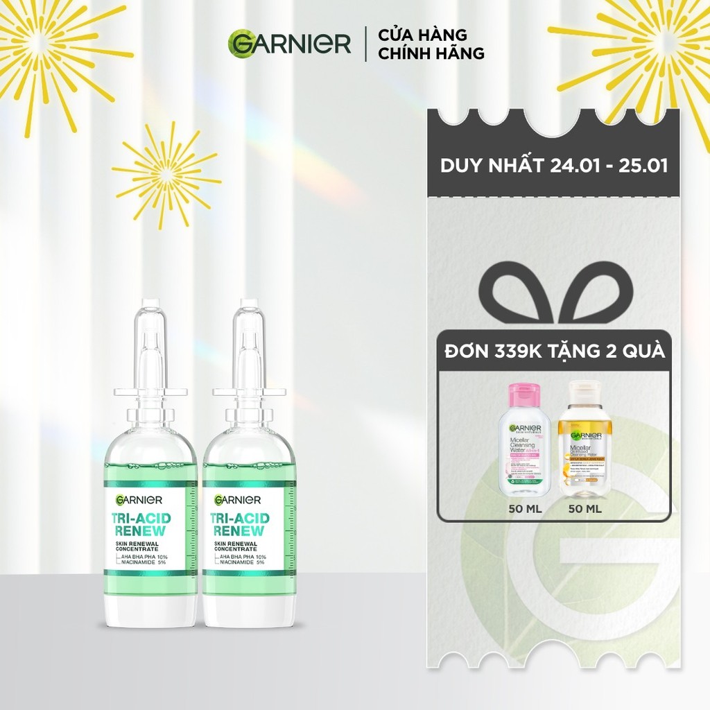 Bộ 2 Serum thế hệ mới 15% [PHA,AHA BHA ,NIACINAMIDE] giúp da trông sáng, láng, khỏe hơn-Garnier Tri-
