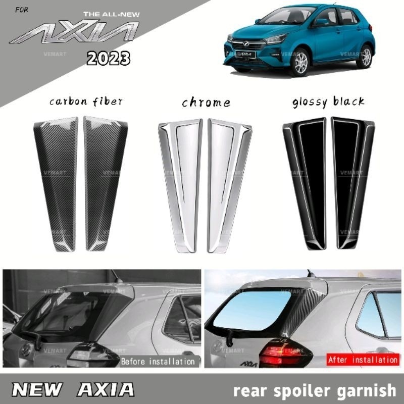 Vemart Perodua axia mới 2023 sợi carbon phía sau lướt gió bên trang trí phụ kiện axia baruauto phụ t
