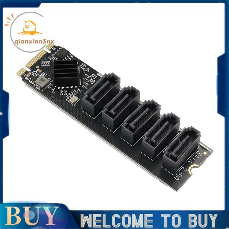 M. 2 NGFF B-KEY sang cổng chuyển đổi Multiplier nhân- M. 2 đến 5 cổng SATA3 6Gbps Thẻ mở rộng SSD JM