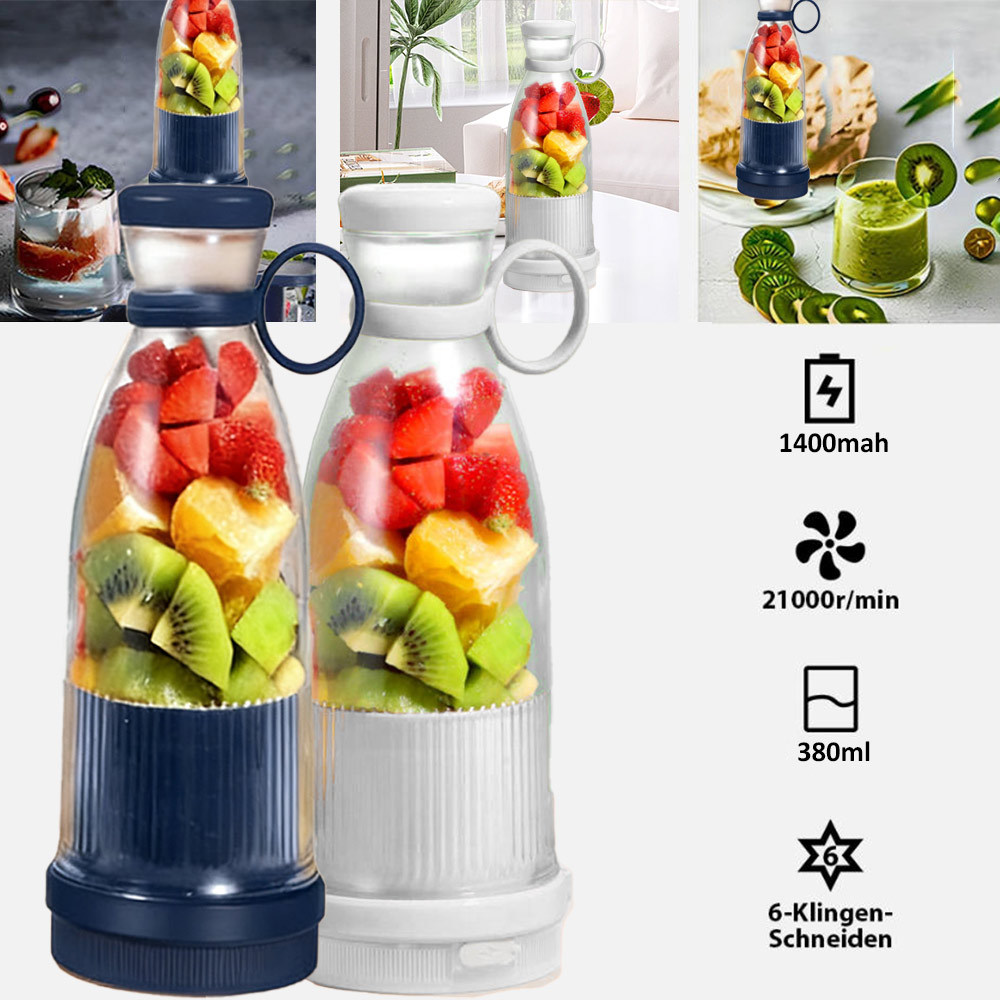Household Portable Mini Juicer 6 Blades Blender Mixer Wireless USB Charging Fully Automatic Ice Crus
