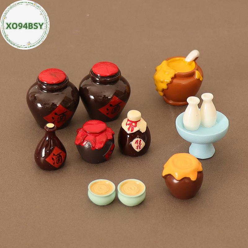 XO94BSY 1 Bộ 1 / 6 1 / 12 Nhà Búp Bê Thu Nhỏ Thực Phẩm Và Trò Chơi Mô Phỏng Bàn Thấp Bàn Vuông Lọ Rư