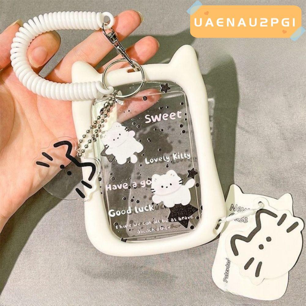 UAENAU2PG1 Photocard Holder, Kawaii Acrylic Kpop Idol Card Holder, Tai Mèo Di Động Trong Suốt Túi Mặ