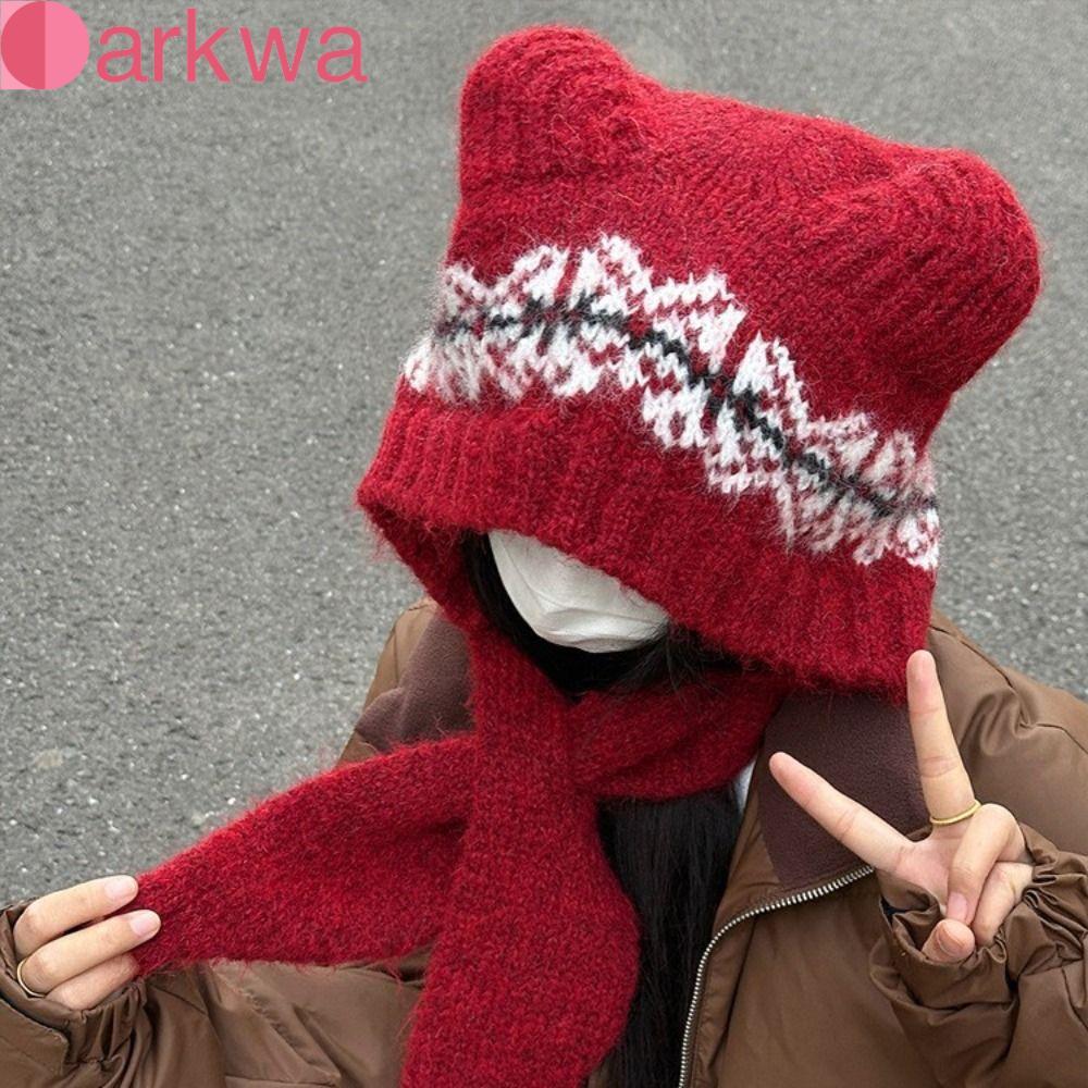 Mũ dệt kim in DARKWA Fair Isle Style Casual Outdoor
